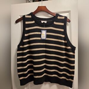 NWT Universal Thread Black & Cream Striped Knit Tank Top